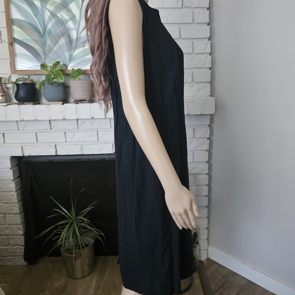 Lida Baday wool dress size 10 black sleeveless cutout sheath midi - Picture 5 of 14